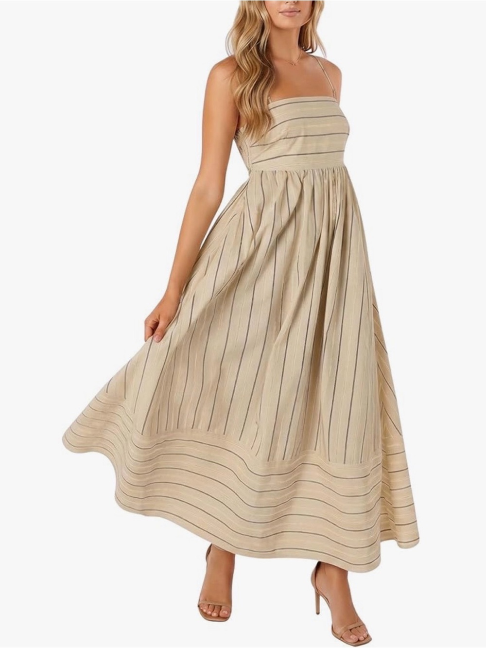 Striped Beige Maxi Sundress